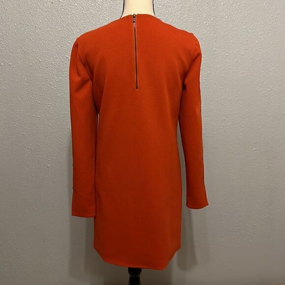 Tibi women’s paprika color button sleeves crepe shift mini dress size 2 - Picture 5 of 11